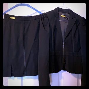 Fashion forward modern black skirt suit set outfit